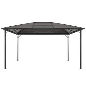 Prieel met dak 4x3x2,6 m aluminium zwart