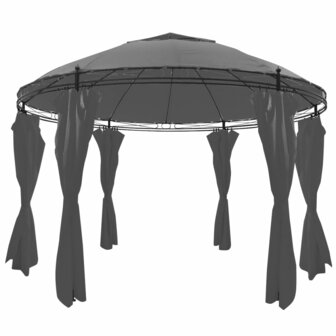 Prieel met gordijnen rond 3,5x2,7 m antracietkleurig