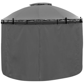 Prieel met gordijnen rond 3,5x2,7 m antracietkleurig