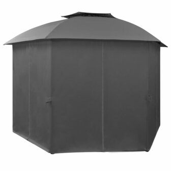 Tuinpaviljoen met gordijnen hexagonaal 360x265 cm