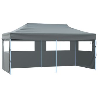 Partytent pop-up inklapbaar met zijwanden 3x6 m antraciet