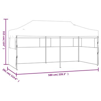Partytent pop-up inklapbaar met zijwanden 3x6 m antraciet