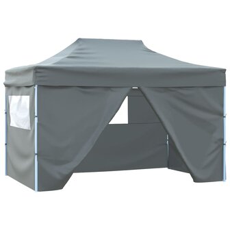Vouwtent pop-up met 4 zijwanden 3x4,5 m antraciet