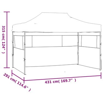 Vouwtent met 3 wanden 3x4,5 m cr&egrave;me