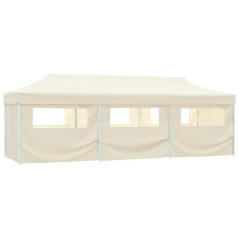 Vouwtent pop-up met 8 zijwanden 3x9 m cr&egrave;me