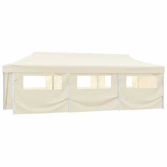 Vouwtent pop-up met 8 zijwanden 3x9 m cr&egrave;me