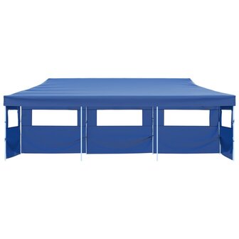 Vouwtent pop-up met 5 zijwanden 3x9 m blauw