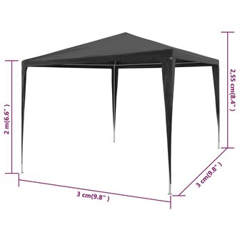Partytent 3x3 m PE antraciet