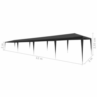 Partytent 3x12 m PE antraciet