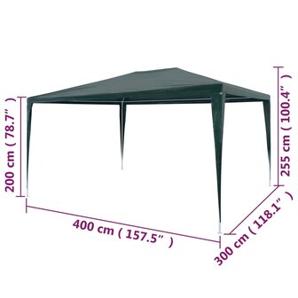 Partytent 3x4 m PE groen