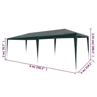Partytent 3x6 m PE groen