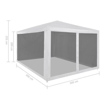 Partytent met 4 mesh zijwanden 3x3 m