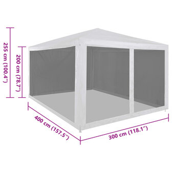 Partytent met 4 mesh zijwanden 4x3 m