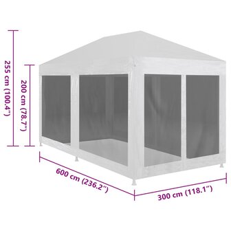 Partytent met 6 mesh zijwanden 6x3 m
