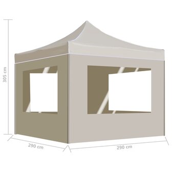 Partytent inklapbaar met wanden 3x3 m aluminium cr&egrave;me