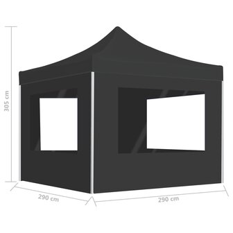 Partytent inklapbaar met wanden 3x3 m aluminium antraciet