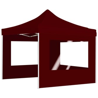 Partytent inklapbaar met wanden 3x3 m aluminium wijnrood