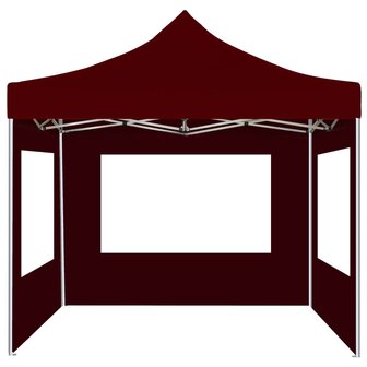 Partytent inklapbaar met wanden 3x3 m aluminium wijnrood