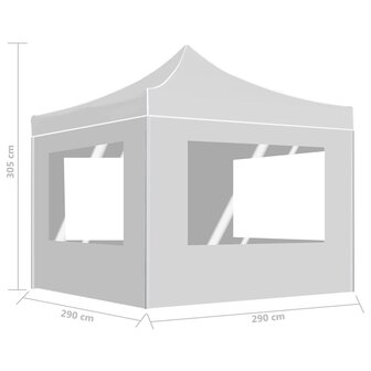 Partytent inklapbaar met wanden 3x3 m aluminium wit