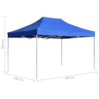 Partytent professioneel inklapbaar 4,5x3 m aluminium blauw