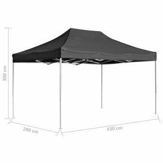 Partytent professioneel inklapbaar 4,5x3 m aluminium antraciet