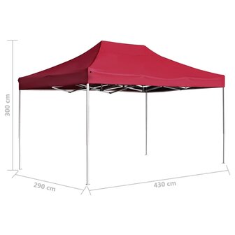 Partytent professioneel inklapbaar 4,5x3 m aluminium wijnrood