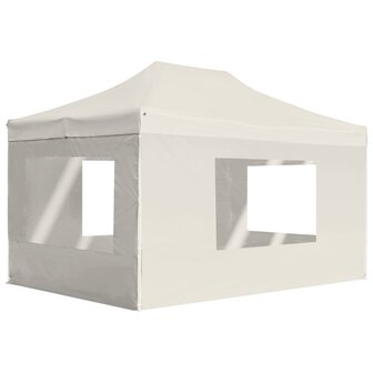 Partytent inklapbaar met wanden 4,5x3 m aluminium cr&egrave;me