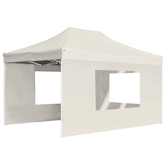 Partytent inklapbaar met wanden 4,5x3 m aluminium cr&egrave;me