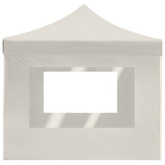 Partytent inklapbaar met wanden 4,5x3 m aluminium cr&egrave;me