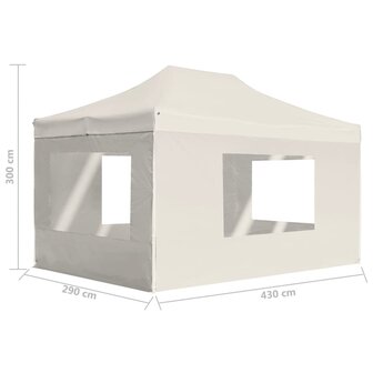 Partytent inklapbaar met wanden 4,5x3 m aluminium cr&egrave;me