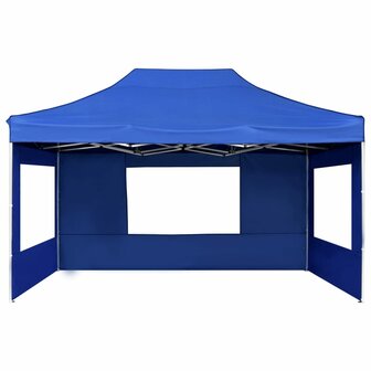 Partytent inklapbaar met wanden 4,5x3 m aluminium blauw