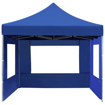 Partytent inklapbaar met wanden 4,5x3 m aluminium blauw