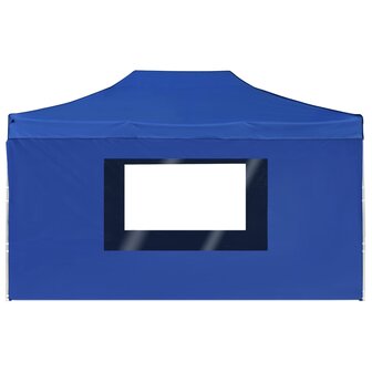 Partytent inklapbaar met wanden 4,5x3 m aluminium blauw