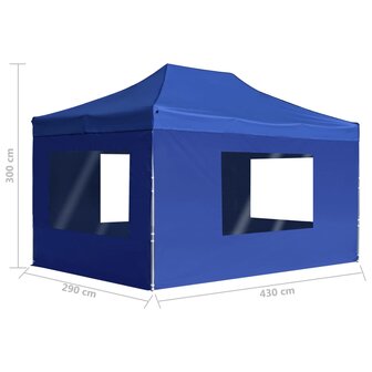 Partytent inklapbaar met wanden 4,5x3 m aluminium blauw