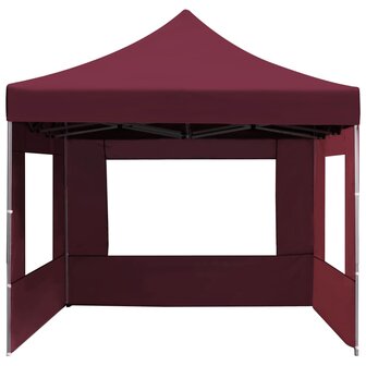 Partytent inklapbaar met wanden 4,5x3 m aluminium wijnrood