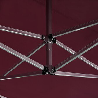 Partytent inklapbaar met wanden 4,5x3 m aluminium wijnrood