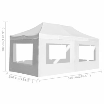 Partytent inklapbaar met wanden 6x3 m aluminium wit