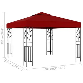 Prieel 3x3 m wijnrood