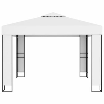 Prieel met dubbel dak 3x3 m wit