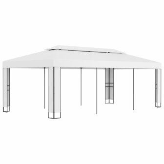 Prieel met dubbel dak 3x6 m wit