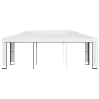Prieel met dubbel dak 3x6 m wit