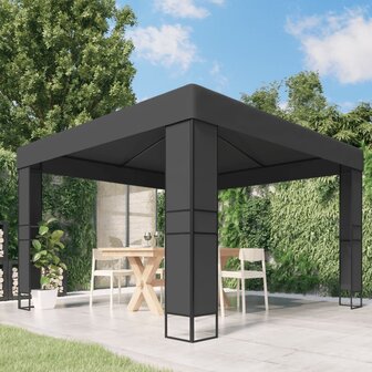 Prieel met dubbel dak 3x3 m antraciet