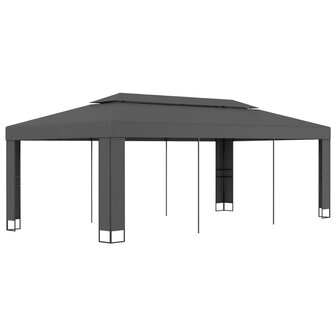 Prieel met dubbel dak 3x6 m antraciet