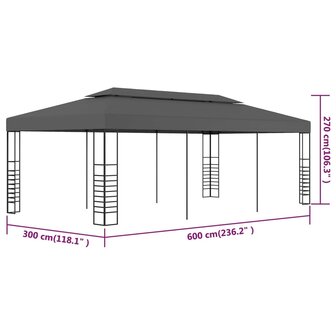 Prieel 3x6 m antraciet