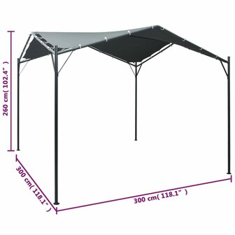 Prieel 3x3 m staal antraciet