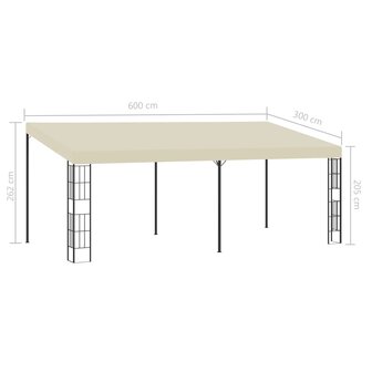 Wandprieel 3x6 m stof cr&egrave;mekleurig