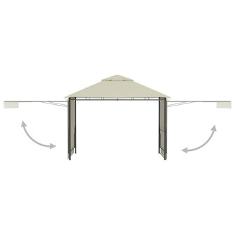 Prieel met uitschuifbare daken 180 g/m&sup2; 3x3x2,75 m cr&egrave;me