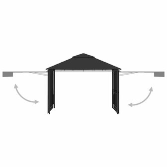 Prieel met uitschuifbare daken 180 g/m&sup2; 3x3x2,75 m antraciet