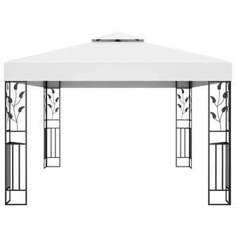 Prieel met dubbel dak 3x4 m wit