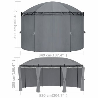 Prieel met gordijnen 520x349x255 cm antracietkleurig